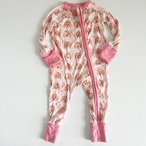 In My Jammers Baby Girls Pink Goldendoodle Puppy Dog Bamboo Zippy Sleeper 0-3M